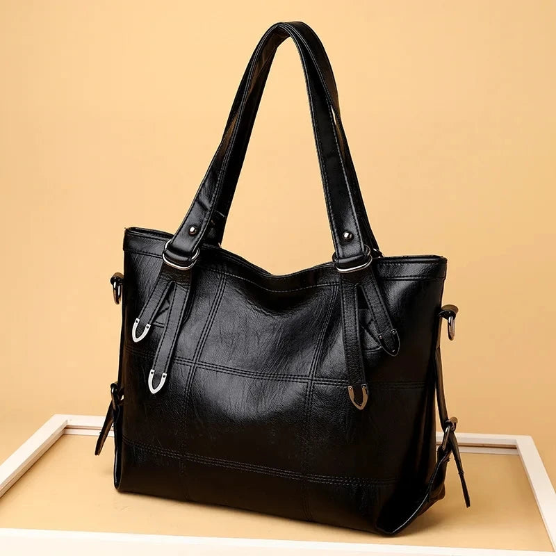 Tote Bags - Modern Luxe Leather Tote with Metallic Touches