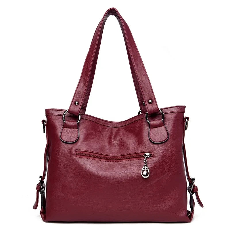 Tote Bags - Modern Luxe Leather Tote with Metallic Touches