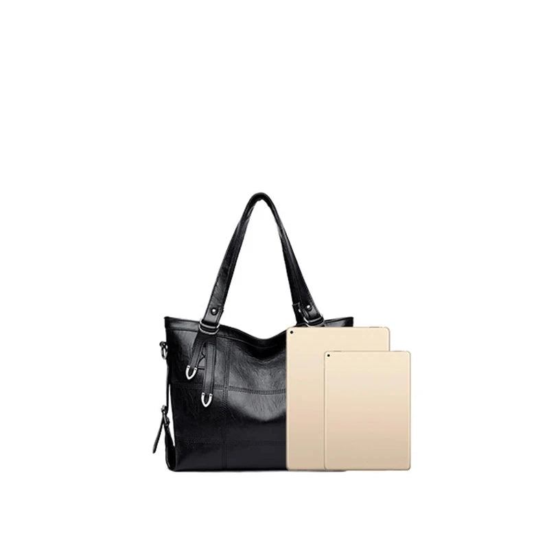 Tote Bags - Modern Luxe Leather Tote with Metallic Touches