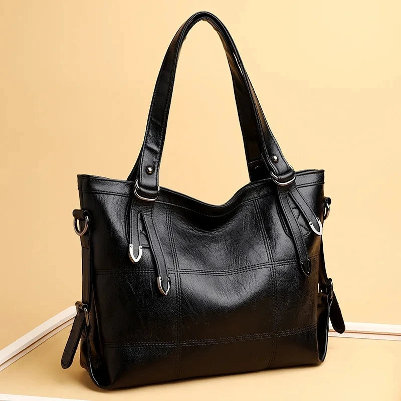 Tote Bags - Modern Luxe Leather Tote with Metallic Touches