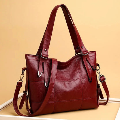 Tote Bags - Modern Luxe Leather Tote with Metallic Touches