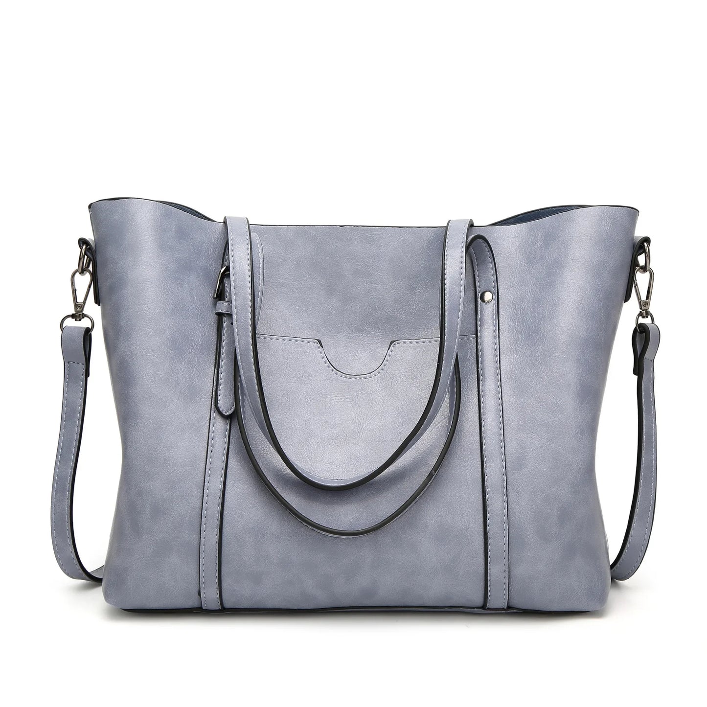 Tote Bags- Multi-functional Tote Bag in Faux Leather- Light blue- Pekosa Women Fashion