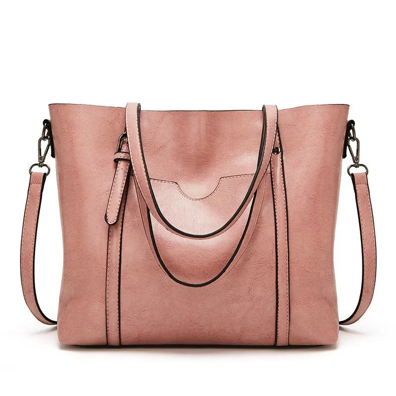 Tote Bags- Multi-functional Tote Bag in Faux Leather- Pink- Pekosa Women Fashion