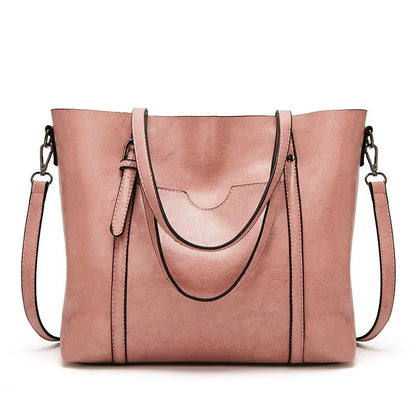 Tote Bags- Multi-functional Tote Bag in Faux Leather- Pink- Pekosa Women Fashion