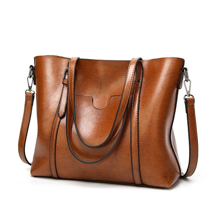 Tote Bags- Multi-functional Tote Bag in Faux Leather- Brown- Pekosa Women Fashion