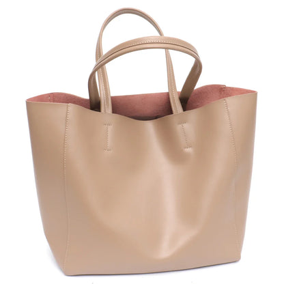 Tote Bags- Versatile Genuine Leather Tote Bag - Office to Outing- Natural- Pekosa Women Fashion