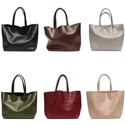 Tote Bags- Versatile Genuine Leather Tote Bag - Office to Outing- - Pekosa Women Fashion