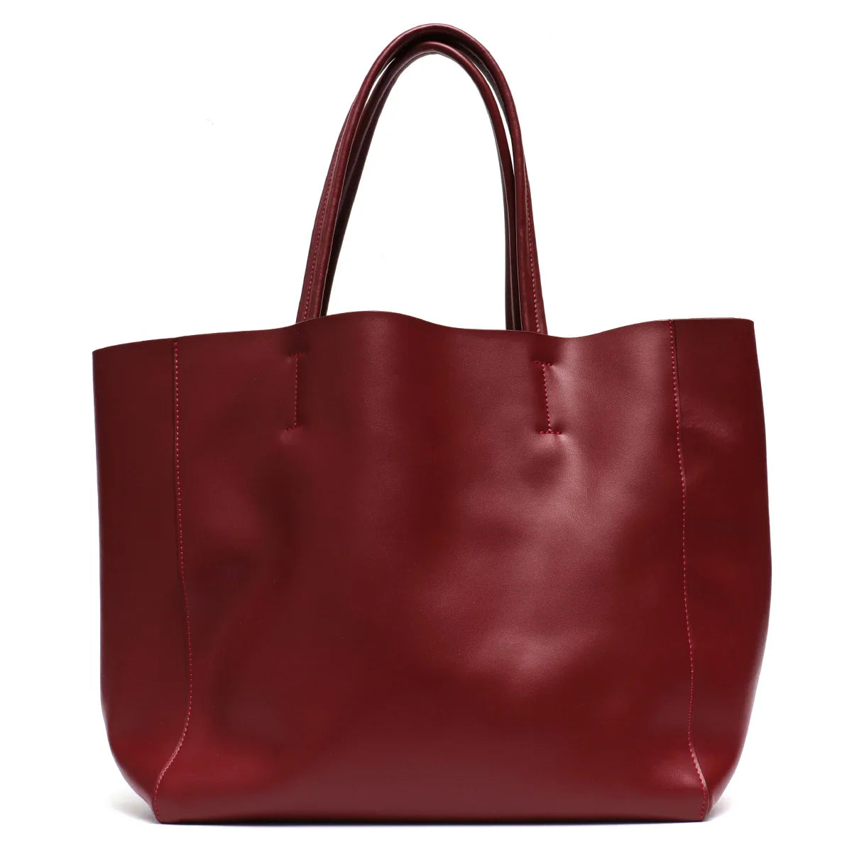 Tote Bags- Versatile Genuine Leather Tote Bag - Office to Outing- Red- Pekosa Women Fashion