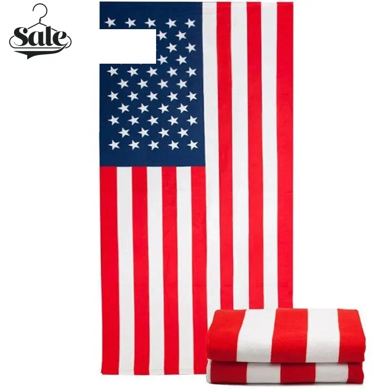 Towels- Patriotic Plush USA Flag Print Quick-Dry Towel- - Chuzko Women Clothing