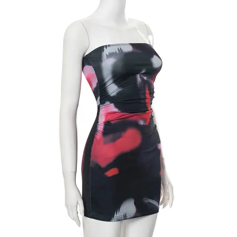 Tube Dresses- Night Out Abstract Strapless Bodycon Dress- - Pekosa Women Fashion