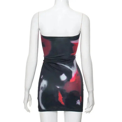 Tube Dresses- Night Out Abstract Strapless Bodycon Dress- - Pekosa Women Fashion