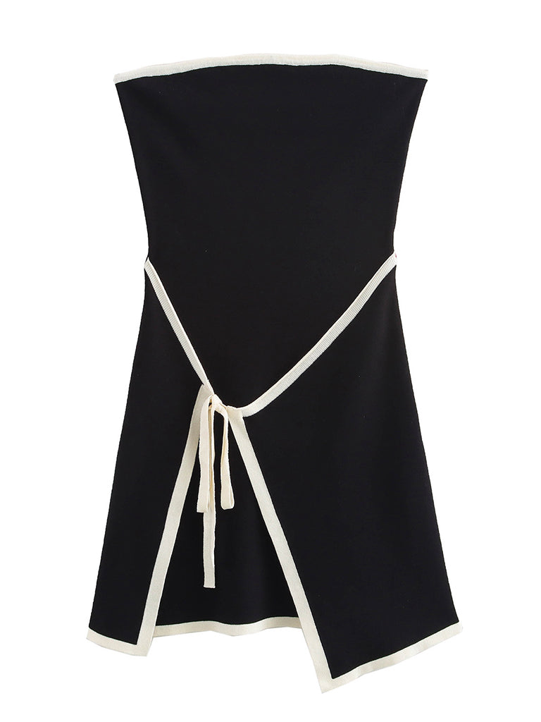 Tube Dresses - Strapless Piping Tie Side Dress