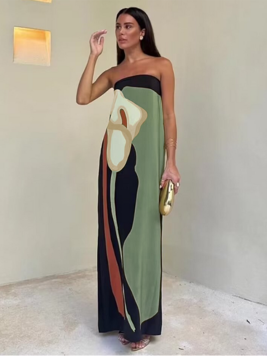 Tube Dresses- Strapless Tube Dress for Summer Cruises- Green- Chuzko Women Clothing