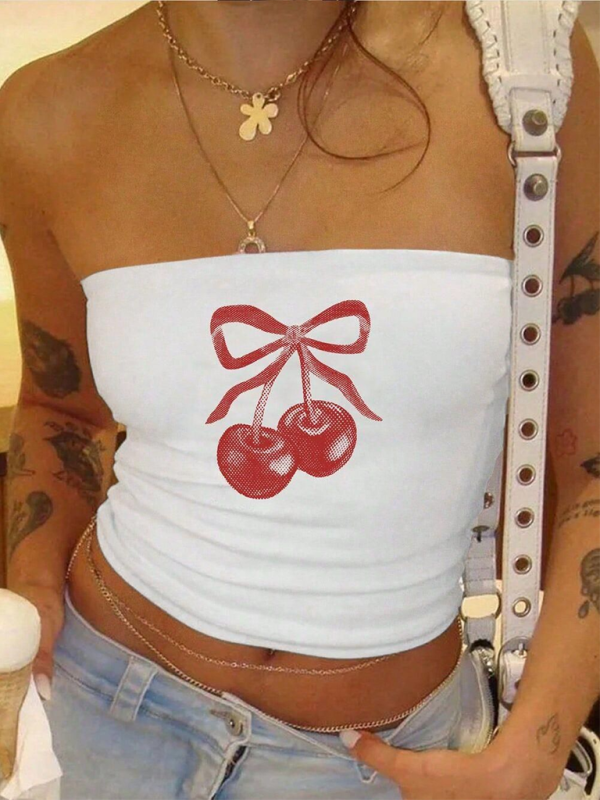 Cherry Sweet Strapless Bandeau Top