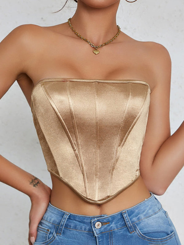 Vibrant Victorian Satin Corset Top for Trendy Night Outs