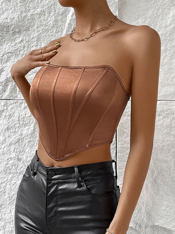 Vibrant Victorian Satin Corset Top for Trendy Night Outs