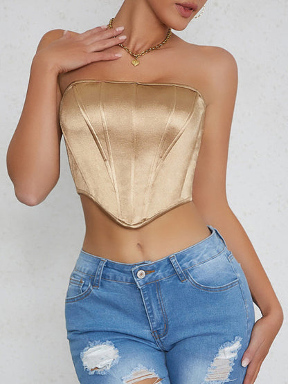 Vibrant Victorian Satin Corset Top for Trendy Night Outs