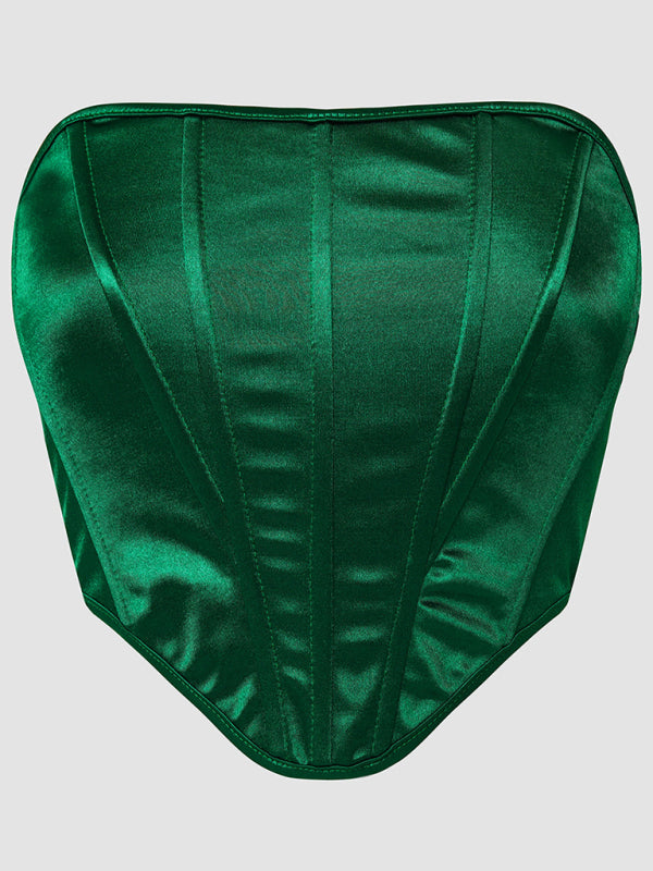 Vibrant Victorian Satin Corset Top for Trendy Night Outs