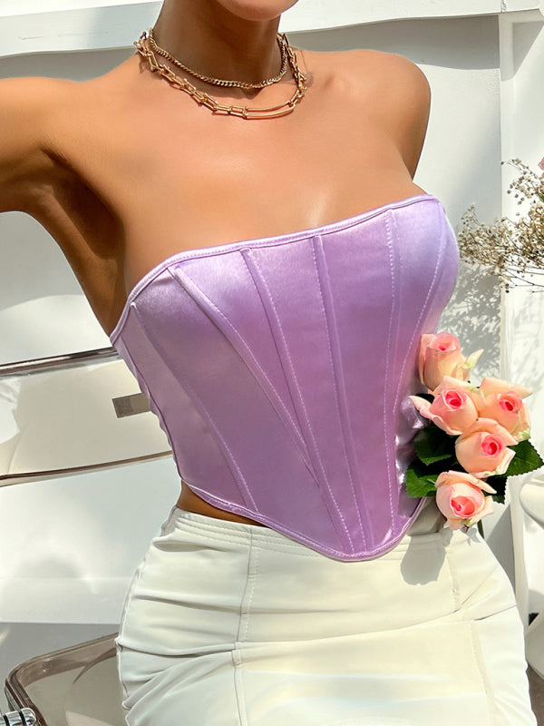 Vibrant Victorian Satin Corset Top for Trendy Night Outs