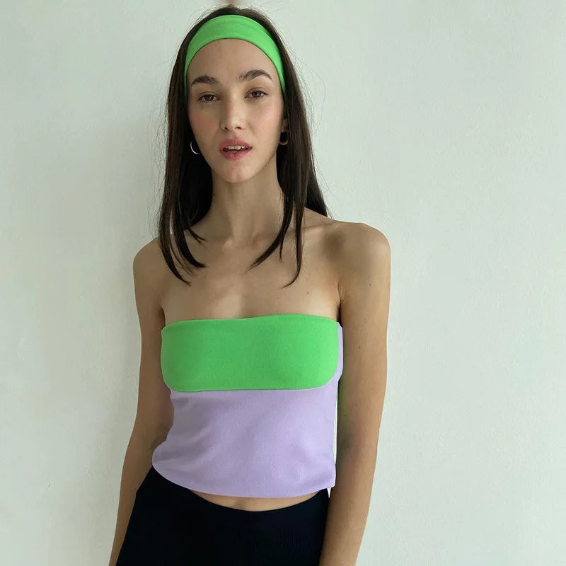 Tube Tops- Women Bandeau Crop Top in Bold Colors- - Pekosa Women Fashion