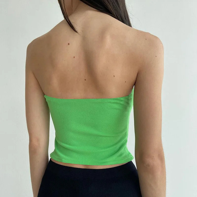 Tube Tops- Women Bandeau Crop Top in Bold Colors- - Pekosa Women Fashion