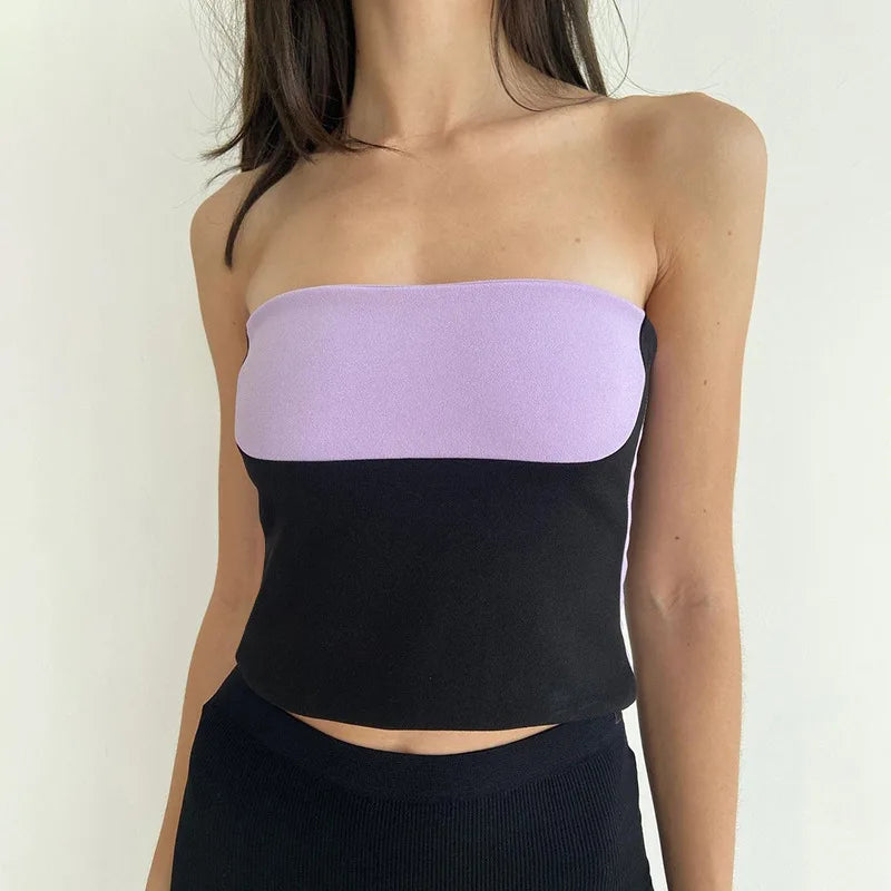 Tube Tops- Women Bandeau Crop Top in Bold Colors- - Pekosa Women Fashion