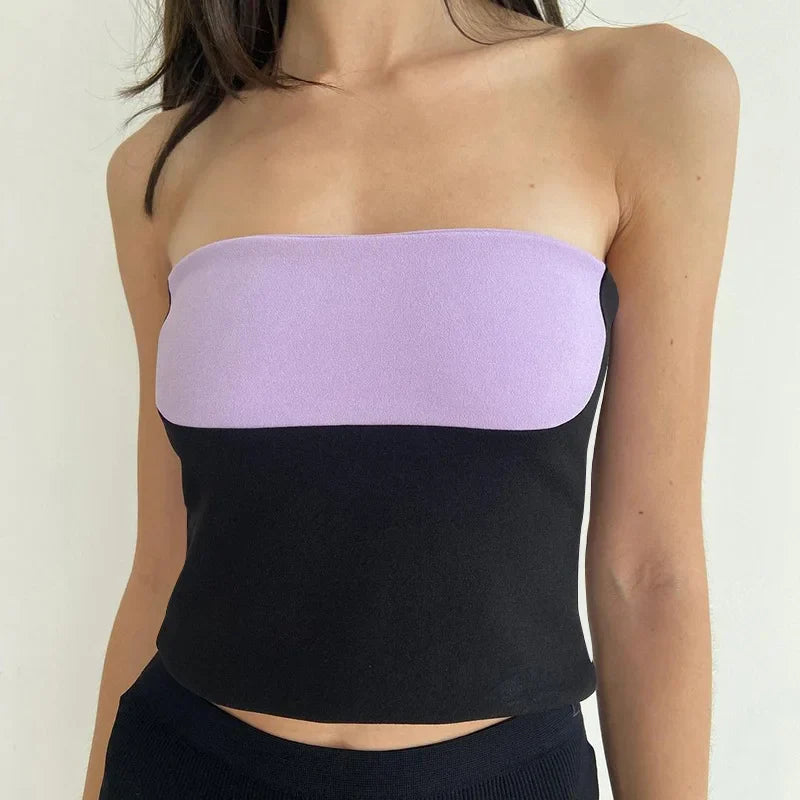 Tube Tops- Women Bandeau Crop Top in Bold Colors- - Pekosa Women Fashion