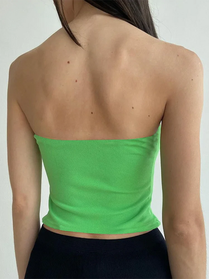 Tube Tops- Women Bandeau Crop Top in Bold Colors- - Pekosa Women Fashion