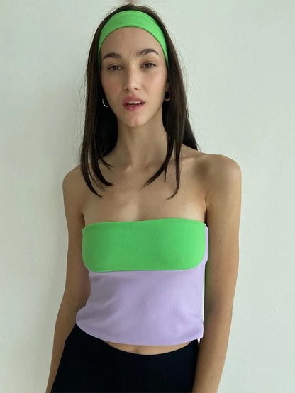 Tube Tops- Women Bandeau Crop Top in Bold Colors- - Pekosa Women Fashion