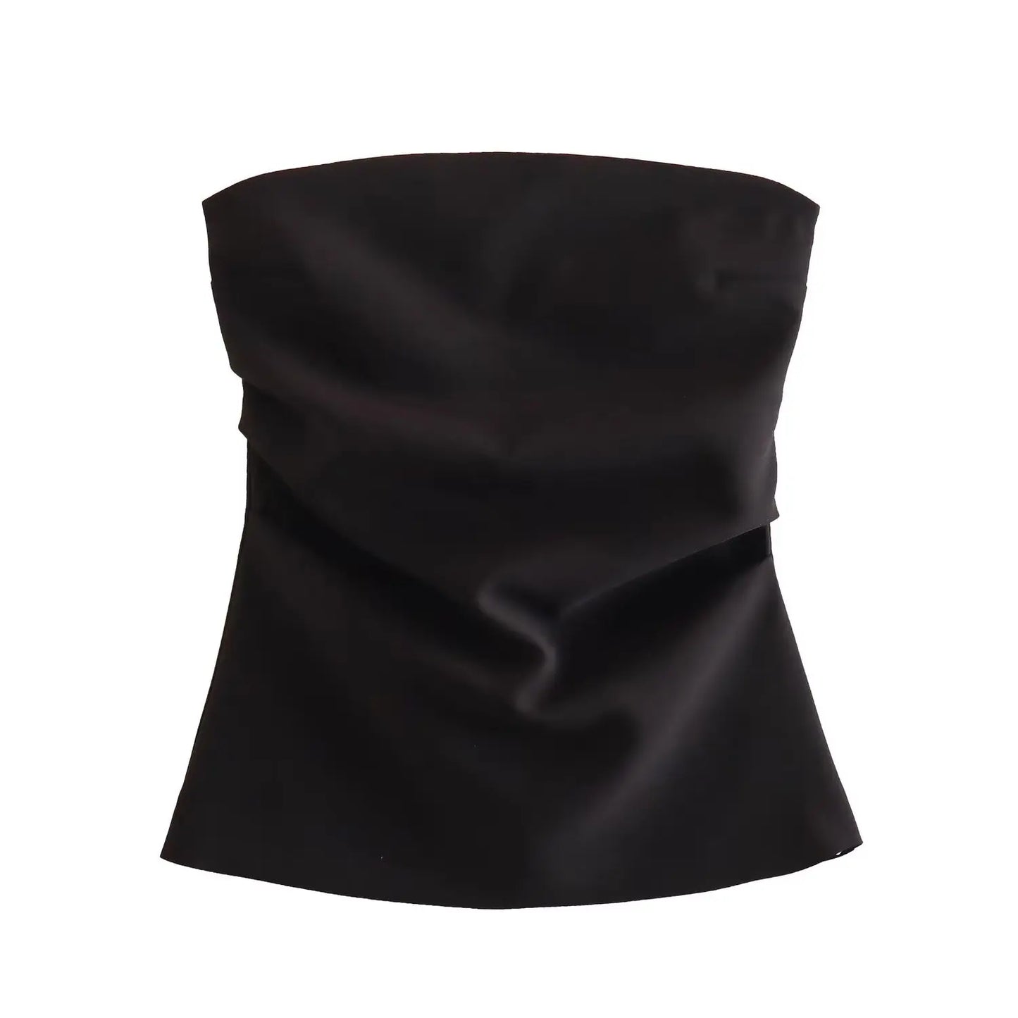 Tube Tops- Women Elegant Solid Bandeau Top with Ruched Detail- - Pekosa Women Fashion