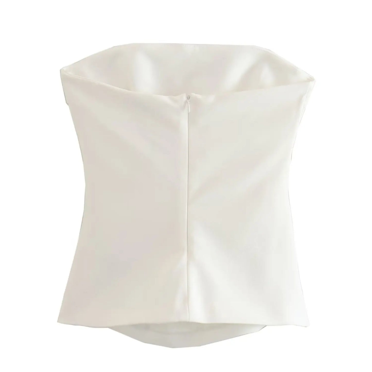 Tube Tops- Women Elegant Solid Bandeau Top with Ruched Detail- - Pekosa Women Fashion