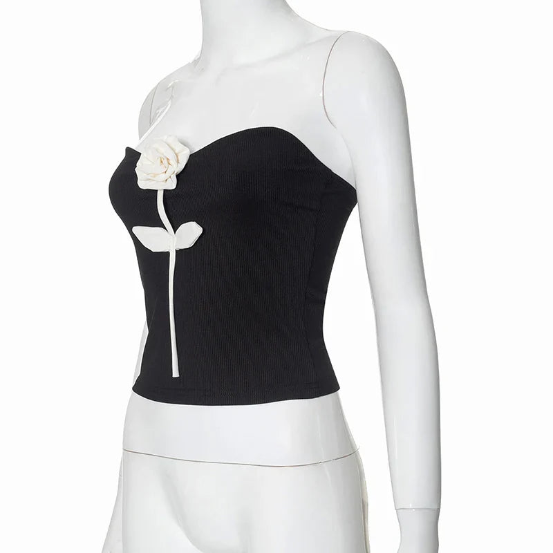 Women's Tube Top with Flower Applique