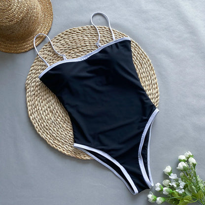 Maillot de bain une pièce à bordures contrastées printemps/été