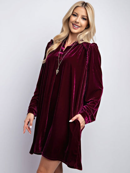 Tunic Dresses - Holiday Velvet Frill Dress Winter Tunic