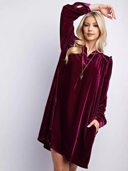 Tunic Dresses - Holiday Velvet Frill Dress Winter Tunic