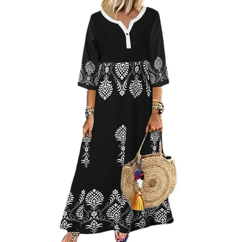 Tunic Dresses- Monochromatic Tunic Maxi Dress for Summer- - Pekosa Women Fashion