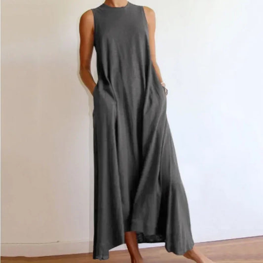 Relaxed Flowing Dress in Neutral Shades