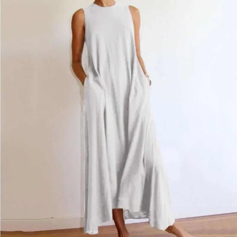 Relaxed Flowing Dress in Neutral Shades