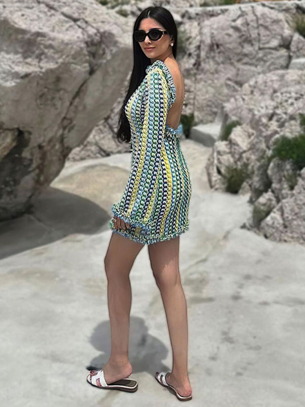 Vacation Dresses - Backless Dress Swimwear Cover-Up Essential Beach Outing