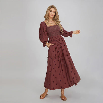 Vacation Dresses- Boho Floral Embroidered Long Dress for Casual Weddings- - Pekosa Women Fashion