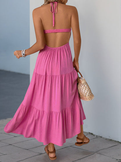 Vacation Dresses - Summer Crochet Top Vacation Midi Dress