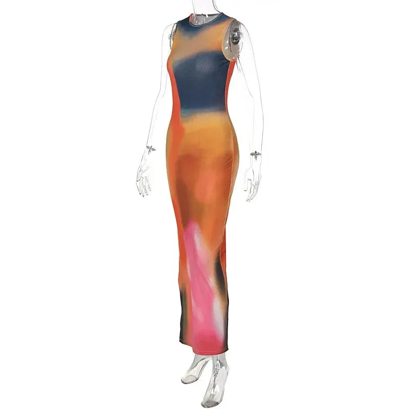 Vacation Dresses- Sunset Hues Maxi Dress for Concerts & Parties- - Pekosa Women Fashion