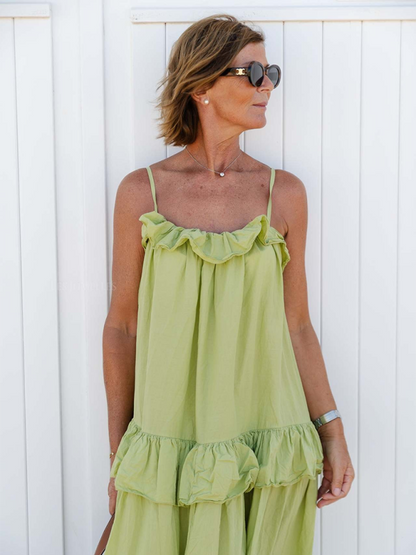 Maxi Vacation Tent Tiered Dress for Tropical Adventures