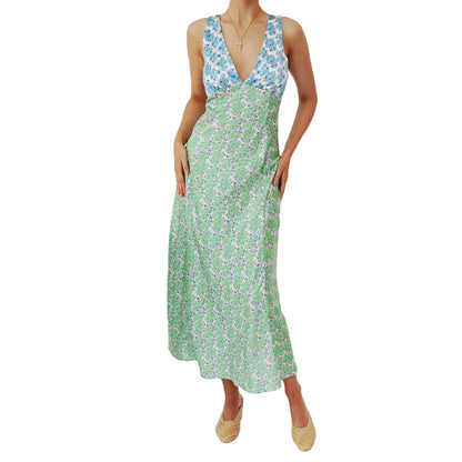 Vacation Dresses- Women Floral Tie-Back Maxi Dress for Cocktails- - Chuzko Women Clothing