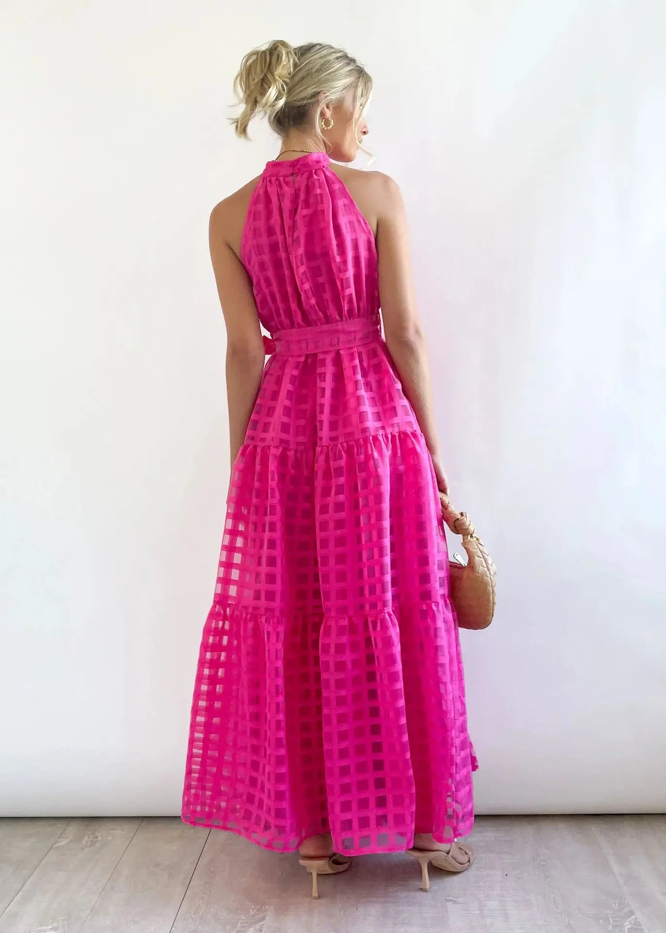 Vacation Dresses- Women Tiered Halter Maxi Dress for Your Next Holiday- - Pekosa Women Fashion