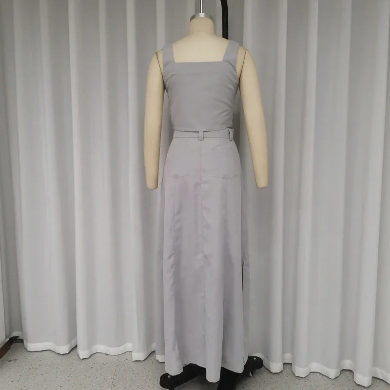 Crop Cami Top & A-Line Maxi Skirt Set for Women