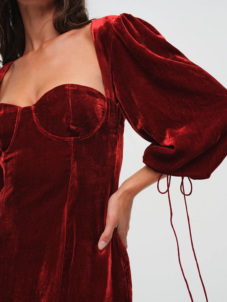 Velvet Dresses - Backless Velvet Velour Bustier Holiday Dress