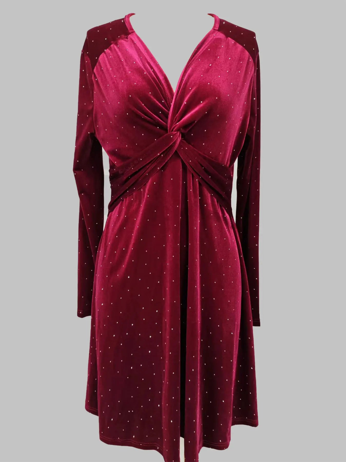 Velvet Dresses - Sparkle Velour Holiday Dress with Festive Long Sleeve