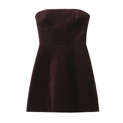 Velvet Dresses - Velvet Bow-Back Dress Elegant Strapless Mini