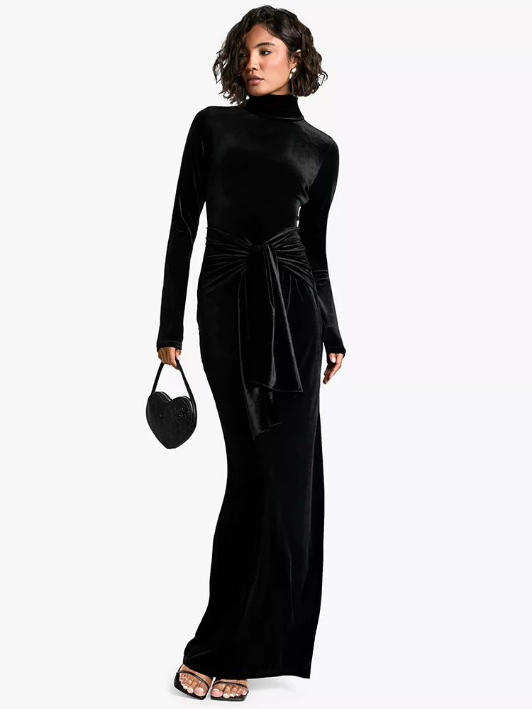 Velvet Dresses - Velvet Elegance Long Winter Dress Velour Evening Gown